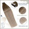 Picture of 【New Arrival】Tape in Real Human Hair Extensions Balayage Light Brown to Platinum Blonde Mix Ash Blonde Hair Extensions Tape on Human Hair Silky Straight Tape in Extensions Invisible 14inch 50g 20pcs