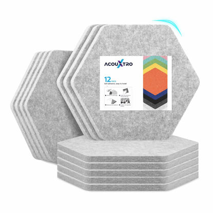 Picture of Soundproof Wall Panels 12 Pack Thick Hexagon Acoustic Panels, 0.6"x11.5"x10" High Density Sound Absorbing Panels Sound proof Insulation Silver
