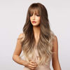Picture of Esmee Brown ombre Blonde Wigs 24"Long Synthetic Wig with High Density Natural Headline Heat Permanent Hair Wigs for Women
