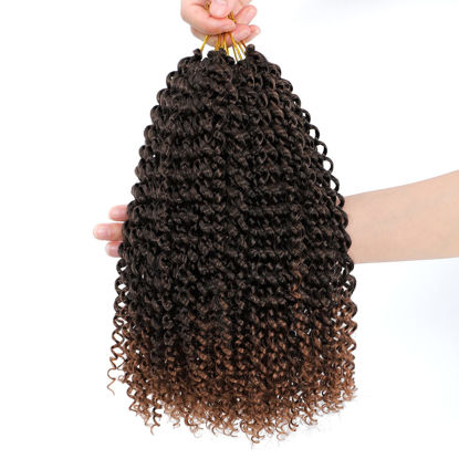 Picture of Dansama 6 Packs Passion Twist Hair Water Wave Braiding Hair for Butterfly Style Crochet Braids Bohemian Hair Extensions (12inch, T1B/30, Economy Pack)