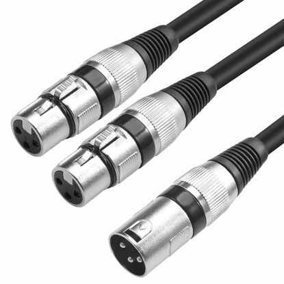 Picture of DISINO XLR Splitter Cable, 3 Pin Dual XLR Female to Male XLR Patch Y Cable Balanced Microphone Cord Audio Adaptor (1 Male to 2 Female) - 10 Feet
