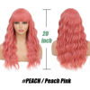 Picture of SOKU Peach Pink Wavy Wig with Air Bangs Women's Short Bob 20 Inch Pastel Peachy Wave Synthetic Curly Cosplay Wig for Girls Daily Use Colorful Wigs