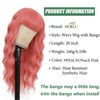 Picture of SOKU Peach Pink Wavy Wig with Air Bangs Women's Short Bob 20 Inch Pastel Peachy Wave Synthetic Curly Cosplay Wig for Girls Daily Use Colorful Wigs
