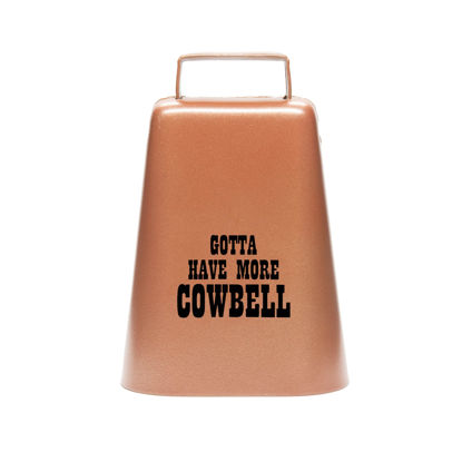 Picture of Bevin Bells "Gotta Have More COWBELL" (Large) | Kentucky Cow Bell w/ Copper Color | Made from High-Quality Steel | Loud Noise Makers w/ Handle | Cheer on or Wake up your Teenager | Made in CT, USA