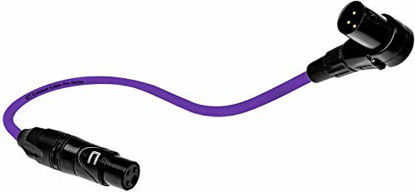 Picture of Balanced XLR Cable Right Angle Male to Straight Female - 6 Feet Purple - Pro 3-Pin Microphone Connector for Powered Speakers, Audio Interface or Mixer for Live Performance & Recording