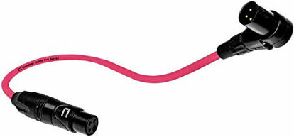 Picture of Balanced XLR Cable Right Angle Male to Straight Female - 6 Feet Pink - Pro 3-Pin Microphone Connector for Powered Speakers, Audio Interface or Mixer for Live Performance & Recording