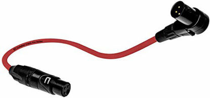 Picture of Balanced XLR Cable Right Angle Male to Straight Female - 6 Feet Red - Pro 3-Pin Microphone Connector for Powered Speakers, Audio Interface or Mixer for Live Performance & Recording