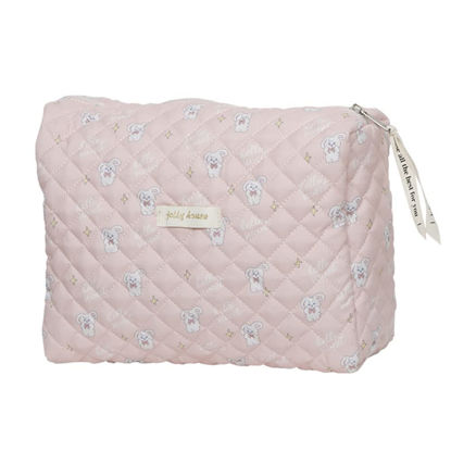 Picture of Cotton Makeup Bag Large Travel Cosmetic Bag Quilted Cosmetic Pouch Coquette Aesthetic Floral Toiletry Bag