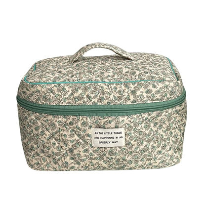 Picture of Juoxeepy Cotton Makeup Bag Large Travel Cosmetic Bag Quilted Cosmetic Pouch Coquette Aesthetic Floral Toiletry Bag