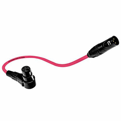 Picture of Balanced XLR Cable Male to Right Angle Female - 1.5 Feet Pink - Pro 3-Pin Microphone Connector for Powered Speakers, Audio Interface or Mixer for Live Performance & Recording