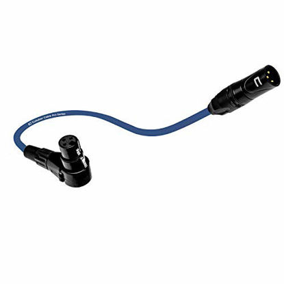 Picture of Balanced XLR Cable Male to Right Angle Female - 1.5 Feet Blue - Pro 3-Pin Microphone Connector for Powered Speakers, Audio Interface or Mixer for Live Performance & Recording