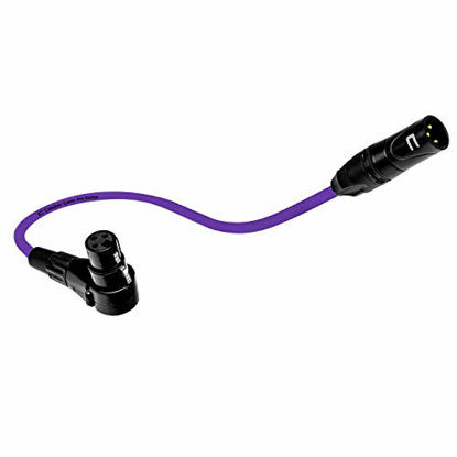 Picture of Balanced XLR Cable Male to Right Angle Female - 3 Feet Purple - Pro 3-Pin Microphone Connector for Powered Speakers, Audio Interface or Mixer for Live Performance & Recording