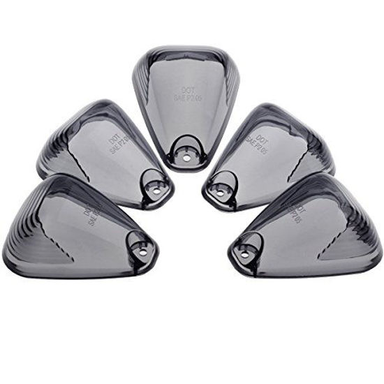 Picture of 5pcs Cab Marker Light Smoke Cover, Cab Roof Running Light, Top Light for 1999-2016 Ford F150 F250 F350 F450 F550 F650 F750 E150 E250 E350 E450 Super Duty Pickup Trucks (Only Cover)