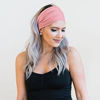 Picture of GiLi 2 Pack Wide Headbands for Women Boho African Knotted Non Slip Fashion Hair Bands Yoga Running Sports Workout Gym Head Wraps Elastic Soft Cotton Cloth Turbans Bandana for Girls(Green, Pink)