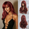 Picture of Honygebia Dark Red Wig with Bangs - Burgundy Wigs for Women, Wine Red Long Straight Layered Realistic Hair, Natural Synthetic Heat Resistant Wigs for Halloween/Party/Cosplay