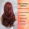 Picture of Honygebia Dark Red Wig with Bangs - Burgundy Wigs for Women, Wine Red Long Straight Layered Realistic Hair, Natural Synthetic Heat Resistant Wigs for Halloween/Party/Cosplay