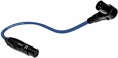 Picture of Balanced XLR Cable Right Angle Male to Straight Female - 6 Feet Blue - Pro 3-Pin Microphone Connector for Powered Speakers, Audio Interface or Mixer for Live Performance & Recording