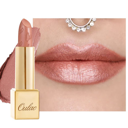 Picture of Oulac Metallic Shine Nude Lipstick for Women, High Impact Lipcolor with Moisturizing Creamy Formula, Vegan & Cruelty-Free, Full-Coverage Lip Color 4.3 g/0.15 oz (Pure Envy(07))