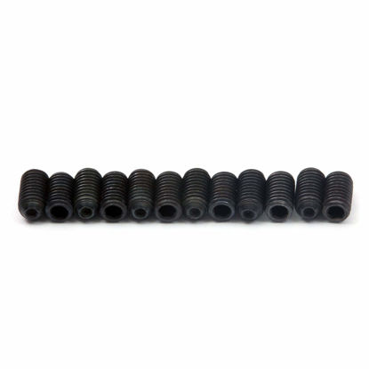 Picture of Guitar Saddle Bridge Height Adjustment Hex Screws set (12) for US/Inch and Metric - MonsterBolts (Metric - M3 x 6mm, Black)