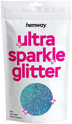 Picture of Hemway Premium Ultra Sparkle Glitter Multi Purpose Metallic Flake for Arts Crafts Nails Cosmetics Resin Festival Face Hair - Ocean Blue Holographic - Fine (1/64" 0.015" 0.4mm) 100g / 3.5oz