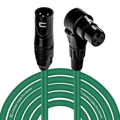 Picture of Balanced XLR Cable Male to Right Angle Female - 6 Feet Green - Pro 3-Pin Microphone Connector for Powered Speakers, Audio Interface or Mixer for Live Performance & Recording