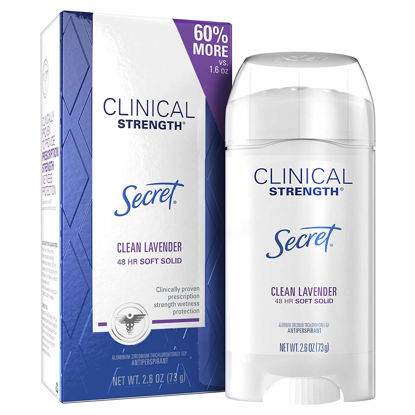 Picture of Secret Antiperspirant Deodorant for Women, Clinical Strength Soft Solid, Clean Lavender Scent, 2.6 Oz