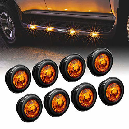 Picture of 8pc 3/4" Round Amber Trailer LED Marker Light [DOT FMVSS 108] [SAE P2PC] [Semi-Spherical Output] [IP67 Waterproof] [Bullet Style] Round Clearance Marker Lights for Trailer Truck