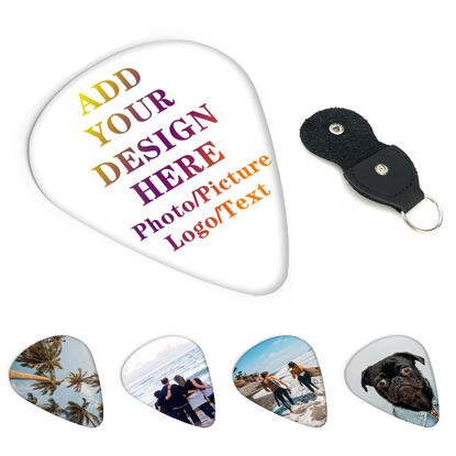 Picture of 6 Pack Custom Guitar Picks Personalized Your Own Name Text Picture Logo Guitar Pick Best Gifts for Guitar Players Dad Boyfriend Guitar Bass Ukuleles Accessories (0.71mm)