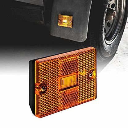 Picture of Amber LED Side Marker Light [DOT Certified] [IP67 Waterproof] [ Integrated Reflector] for Utility Boat Trailers Over 80" Camper RV Clearance Light