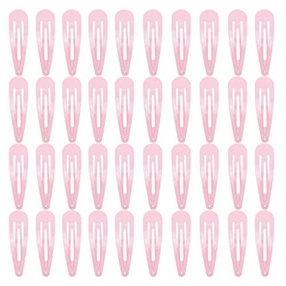 Picture of 40 Counts Pink Color Metal Snap Hair Clips 2 Inch Barrettes for Women Accessories