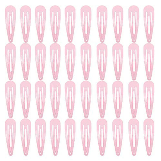 Picture of 40 Counts Pink Color Metal Snap Hair Clips 2 Inch Barrettes for Women Accessories