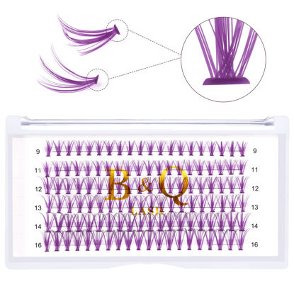 Picture of Cluster Lashes Purple-20D-0.07D-9-16MIX B&Q LASH Colored Individual Lashes Eyelash Clusters Extensions Individual Eyelash Extensions DIY Lash Extensions at Home (Purple,20D-0.07D-9-16MIX)