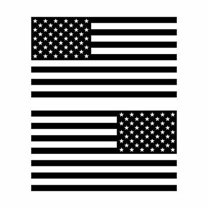 Picture of American US Flag [Pick Color/Size] Vinyl Decal Sticker for Laptop/Car/Truck/Window/Bumper (18in Subdued Pair, Matte Black)