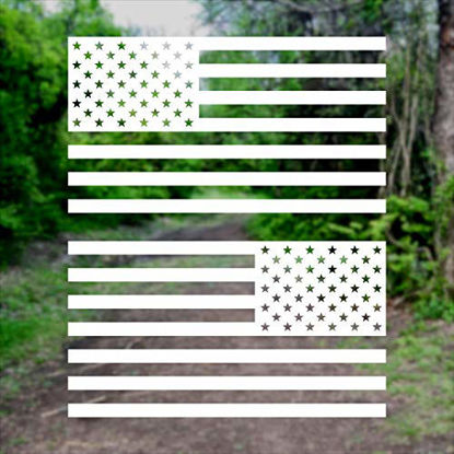 Picture of American US Flag [Pick Color/Size] Vinyl Decal Sticker for Laptop/Car/Truck/Window/Bumper (18in Subdued Pair, White)