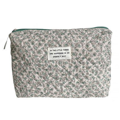 Picture of Juoxeepy Cotton Makeup Bag Large Travel Cosmetic Bag Quilted Cosmetic Pouch Coquette Aesthetic Floral Toiletry Bag