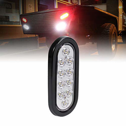 Picture of 6" White Oval LED Reverse Trailer Tail Light [DOT FMVSS 108] [SAE (2) R] [Grommet & Plug Included] [IP67 Waterproof] [Back Up Signal] Trailer Lights for Boat Trailer RV Trucks