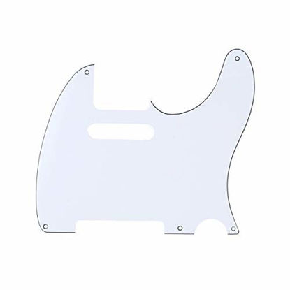 Picture of Musiclily 5 Hole Vintage Tele Guitar Pickguard for USA/Mexican Made Fender Standard Telecaster Style, 3Py White