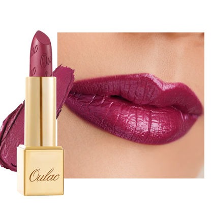 Picture of Oulac Metallic Burgundy Lipstick for Women, High Impact Lipcolor with Moisturizing Creamy Formula, Vegan & Cruelty-Free, Full-Coverage Lip Color 4.3 g/0.15 oz (Love Particle(03) )