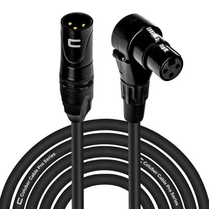 Picture of Balanced XLR Cable Male to Right Angle Female - 15 Feet Black - Pro 3-Pin Microphone Connector for Powered Speakers, Audio Interface or Mixer for Live Performance & Recording