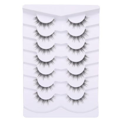 Picture of GMAGICTOBO Lashes Natural Clear Band Lashes Pack Wispy 3D Faux Mink Eyelashes Soft False Eyelashes 7 Pairs Multipack