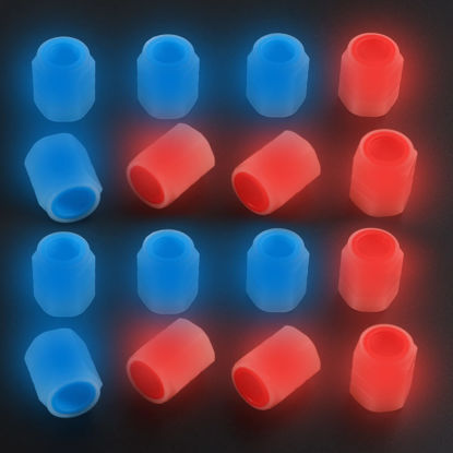 Picture of 16 PCS Tire Valve Stem Caps, Glowing Tire Air Caps Cover Tire Valve Caps Universal for Car, Truck, SUV, Motorcycles, Bike (Blue + Red)