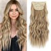 Picture of KooKaStyle Clip in Synthetic Hair Extensions Long Wavy 4PCS Thick Hairpieces Light Brown mix Golden Blonde Fiber Double Weft Natural Hair Extensions 20 Inch for Women