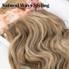 Picture of KooKaStyle Clip in Synthetic Hair Extensions Long Wavy 4PCS Thick Hairpieces Light Brown mix Golden Blonde Fiber Double Weft Natural Hair Extensions 20 Inch for Women
