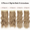 Picture of KooKaStyle Clip in Synthetic Hair Extensions Long Wavy 4PCS Thick Hairpieces Light Brown mix Golden Blonde Fiber Double Weft Natural Hair Extensions 20 Inch for Women