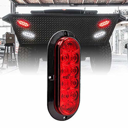 Picture of 6 inch Red Oval LED Trailer Tail Light [DOT FMVSS 108] [SAE S2T2I6] [Surface-Mount] [IP67 Waterproof] [Stop Turn Tail] Trailer Brake Lights for Boat Trailer RV Trucks
