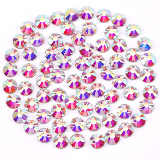 Picture of Novani Rhinestones 1440pcs SS12 Glass Rhinestones Crystal Flatback Gemstones for Crafts Nails Makeup Bags and Shoes Decoration（SS12, Crystal AB）