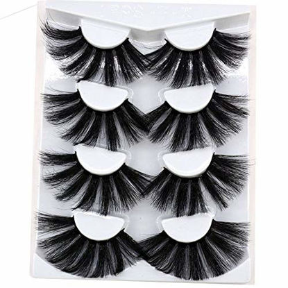 Picture of HBZGTLAD NEW 4 Pairs 3D Mink Hair False Eyelashes Criss-cross Wispy Cross Fluffy length 25-30mm Lashes Extension Handmade Eye Makeup Tools (MDR-2)
