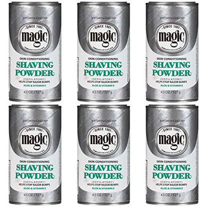 Picture of Softsheen-Carson Magic Razorless Shaving for Men, Hair Removal Shave Powder, Helps Stop Razor Bumps Ingrown Hair, Condition, 6 Pack, 27. oz