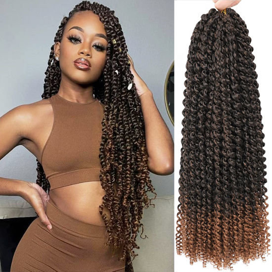GetUSCart- Passion Twist Hair Brown 24 Inch 8 Packs Passion Twist Crochet  Hair For Black Women Water Wave Braiding Hair Curly Long Spring Twist Hair  Synthetic Hair Extension (24 Inch (Pack of 8), T30)