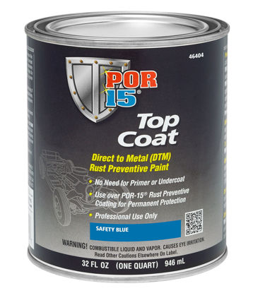 Picture of POR-15 Safety Blue Top Coat Paint - 32 fl. oz - Direct to Metal Paint | Sheds Moisture & UV Light | Long-term Sheen & Color Retention